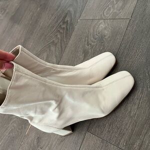 Elegant White Leather Women's Boots